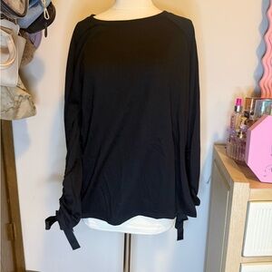 Caslon Black Long Sleeve Women's Top with Tie Details